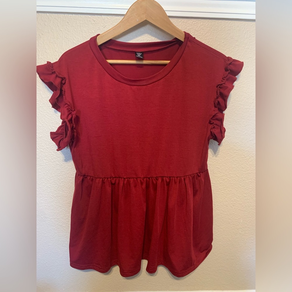 SHEIN LUNE Plus Ruffle Trim Peplum Tee